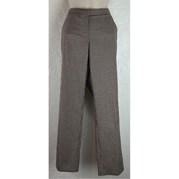 Theory Women’s Wool Blend Straight Leg Plaid Pants Brown/Tan Lightweight, size 6 - Picture 2 of 10